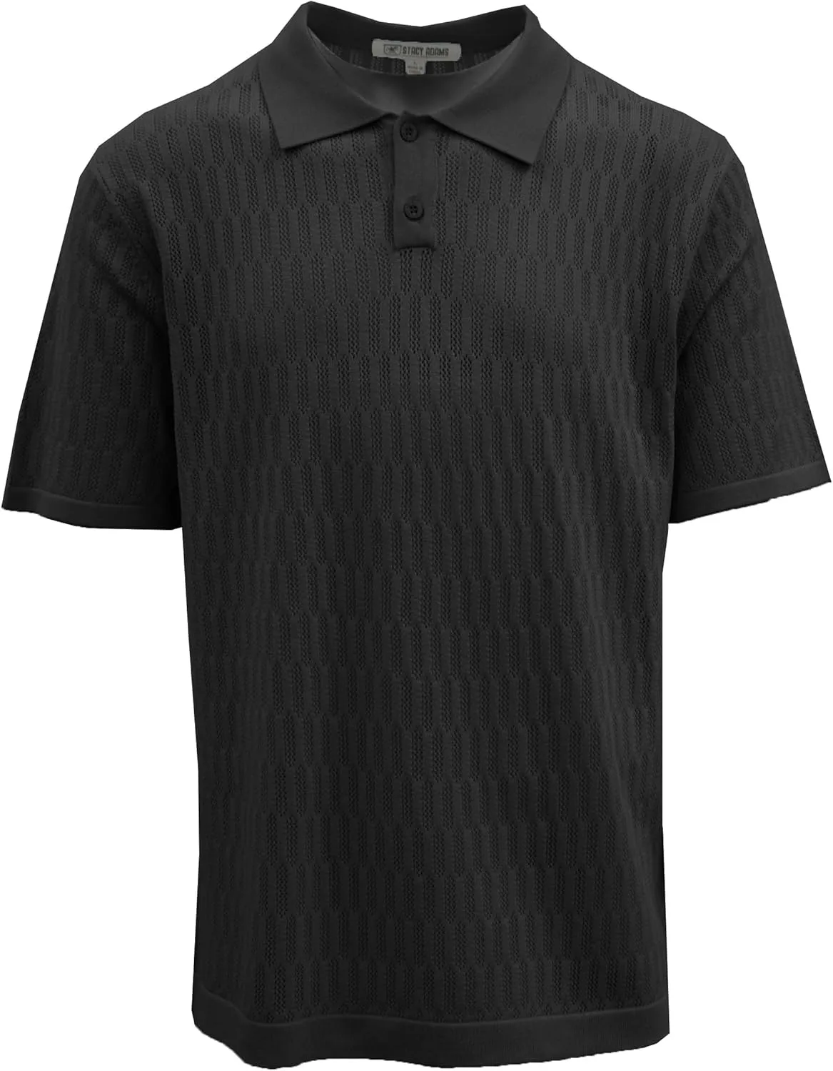 Mens Short Sleeve Knit Sports Shirt - Modern Polo Vintage Classics: Solid Cable Twist Jacquard Pattern