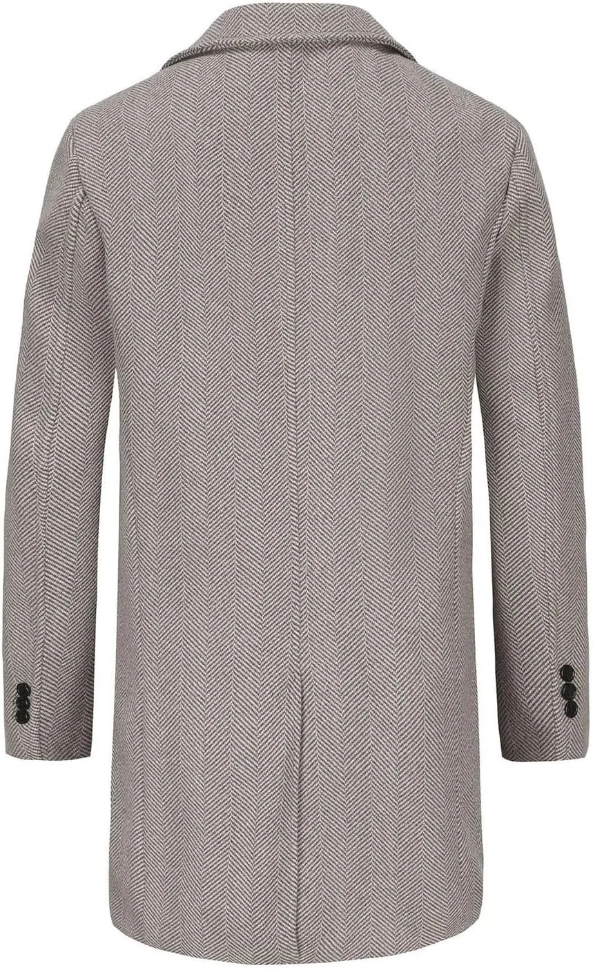Mens Trench Coat Classic Notched Collar Overcoat Warm Double Breasted Peacoat Elegant Long Jacket Peacoat