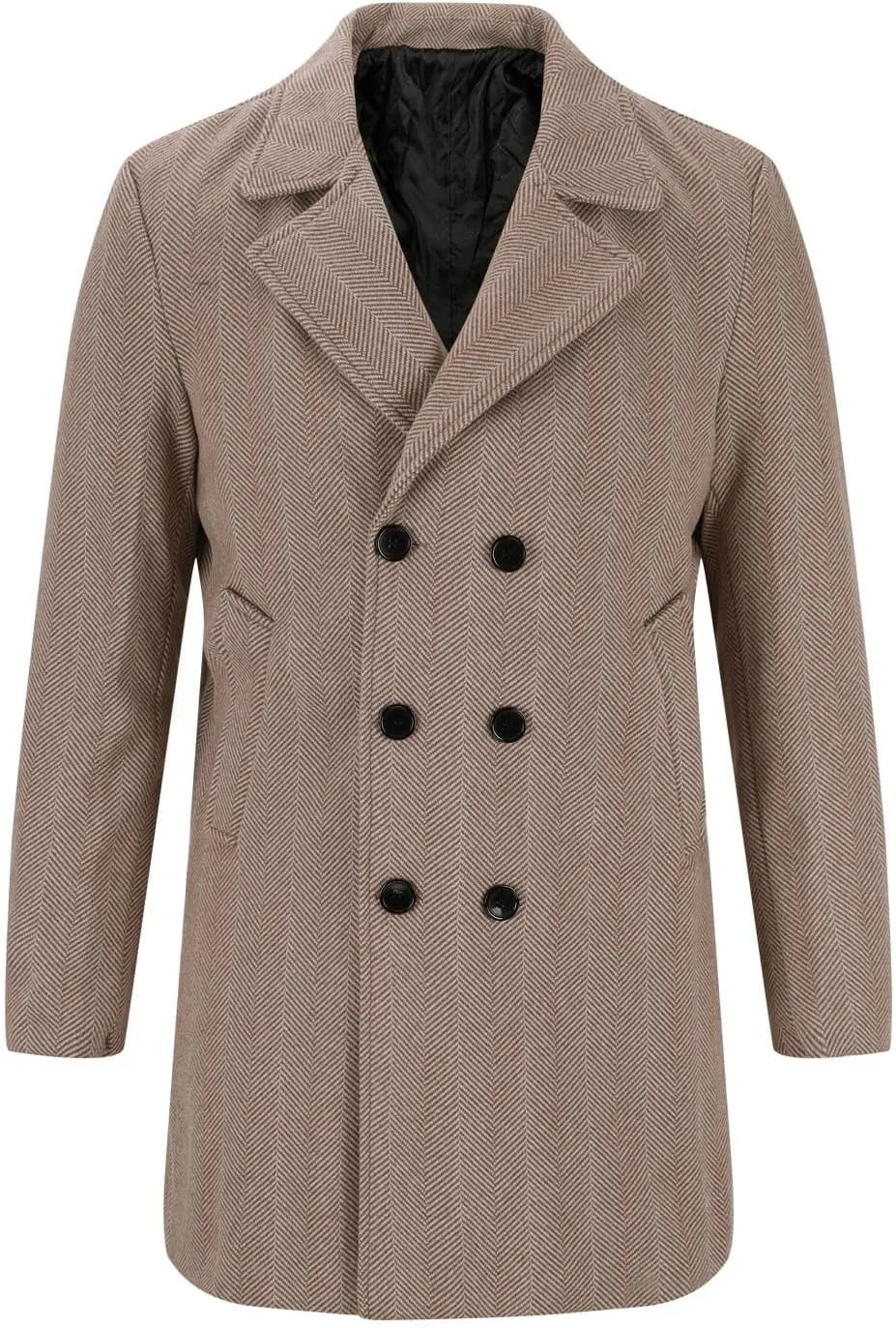 Mens Trench Coat Classic Notched Collar Overcoat Warm Double Breasted Peacoat Elegant Long Jacket Peacoat
