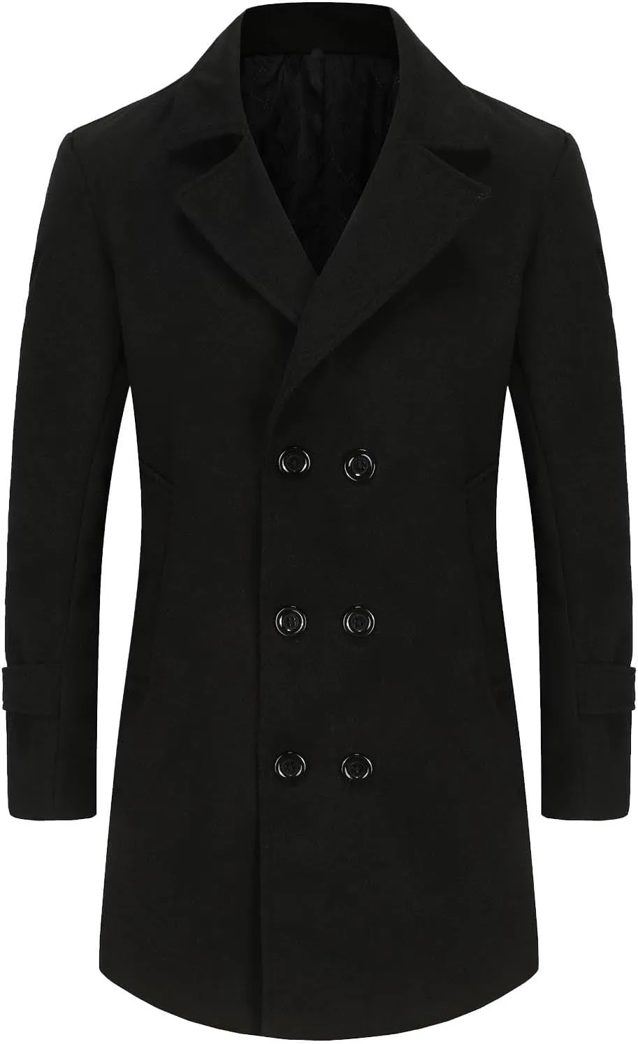 Mens Trench Coat Classic Notched Collar Overcoat Warm Double Breasted Peacoat Elegant Long Jacket Peacoat