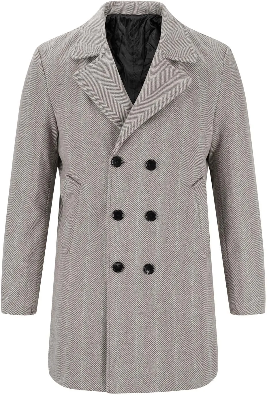 Mens Trench Coat Classic Notched Collar Overcoat Warm Double Breasted Peacoat Elegant Long Jacket Peacoat