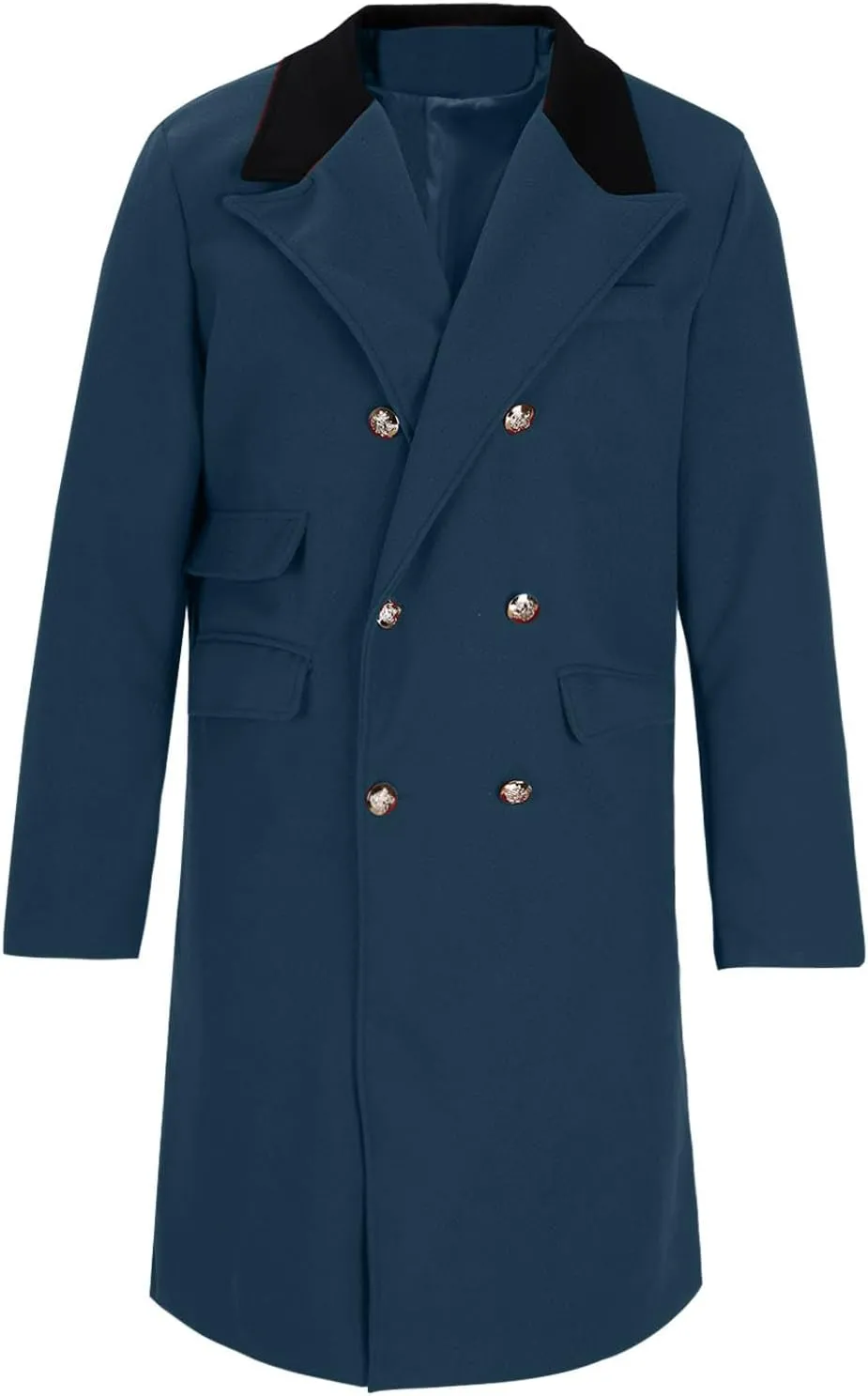 Men's Trench Coat Elegant Notched Lapel Peacoat Classic Single Breasted Overcoat Warm Long Jacket Peacoat