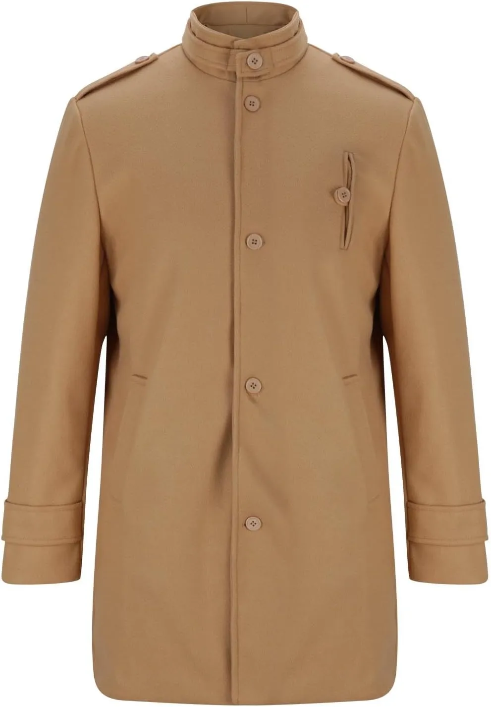 Men's Trench Coat Warm Notched Collar Overcoat Classic Single Breasted Peacoat Elegant Long Jacket Overcoat