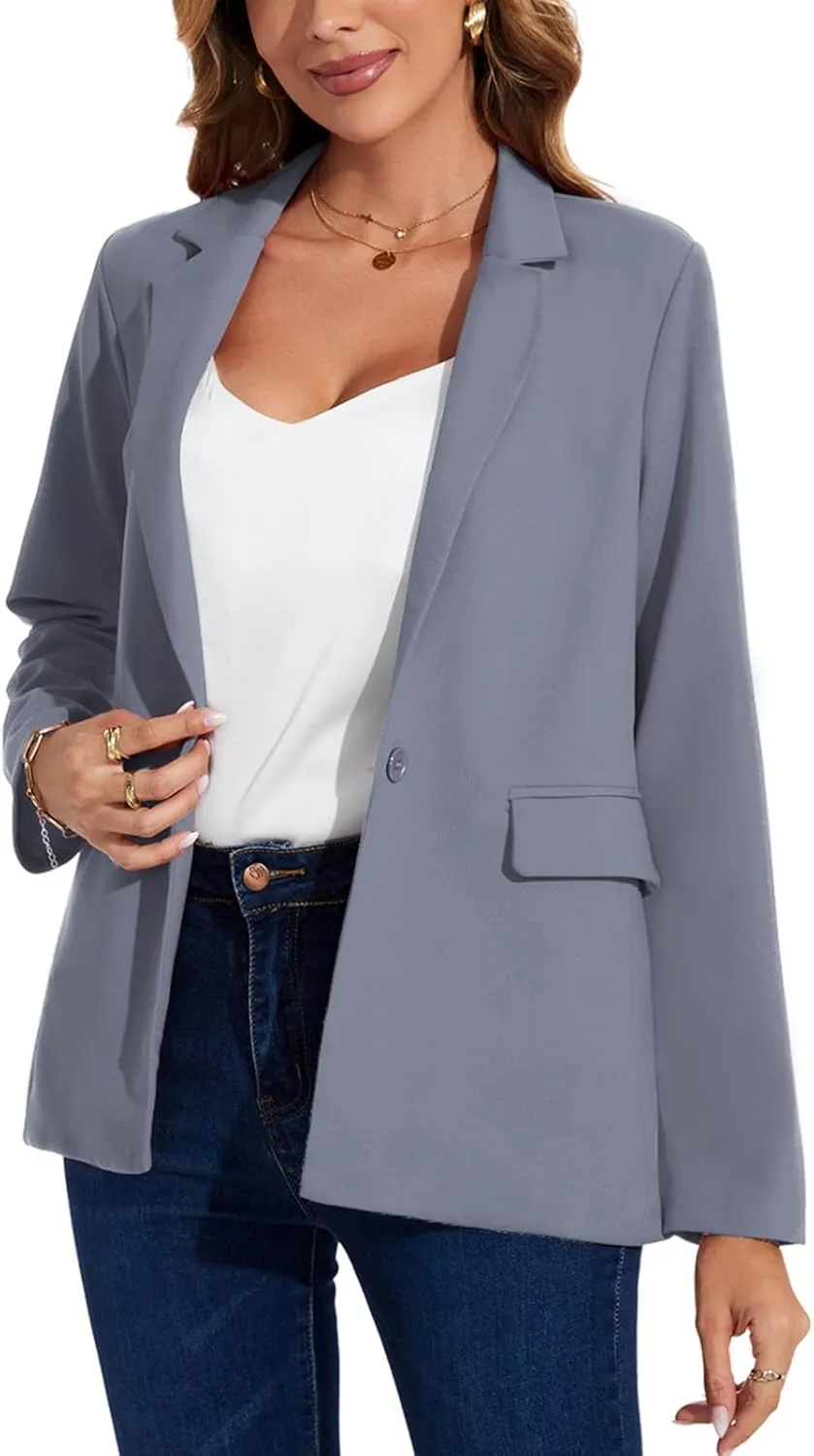 MINTLIMIT Blazers for Women One Button Jacket Suits Notched Lapel Classic Casual Formal Long Sleeve Blazer with Pockets