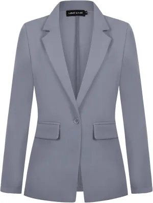 MINTLIMIT Blazers for Women One Button Jacket Suits Notched Lapel Classic Casual Formal Long Sleeve Blazer with Pockets