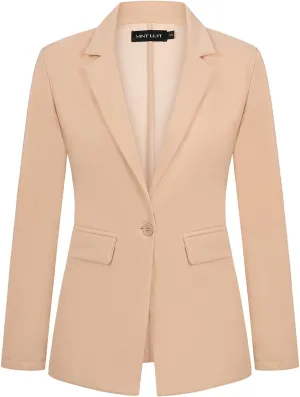 MINTLIMIT Blazers for Women One Button Jacket Suits Notched Lapel Classic Casual Formal Long Sleeve Blazer with Pockets