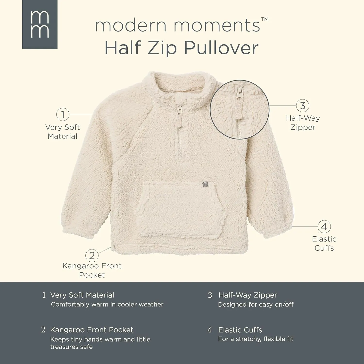 Modern Moments by Gerber Boys' Baby and Toddler Microplush Half-Zip Pullover