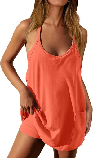 Nirovien Womens Tennis Dress Workout Mini Dress with Shorts Sleeveless Spaghetti Straps Golf Athletic Dresses