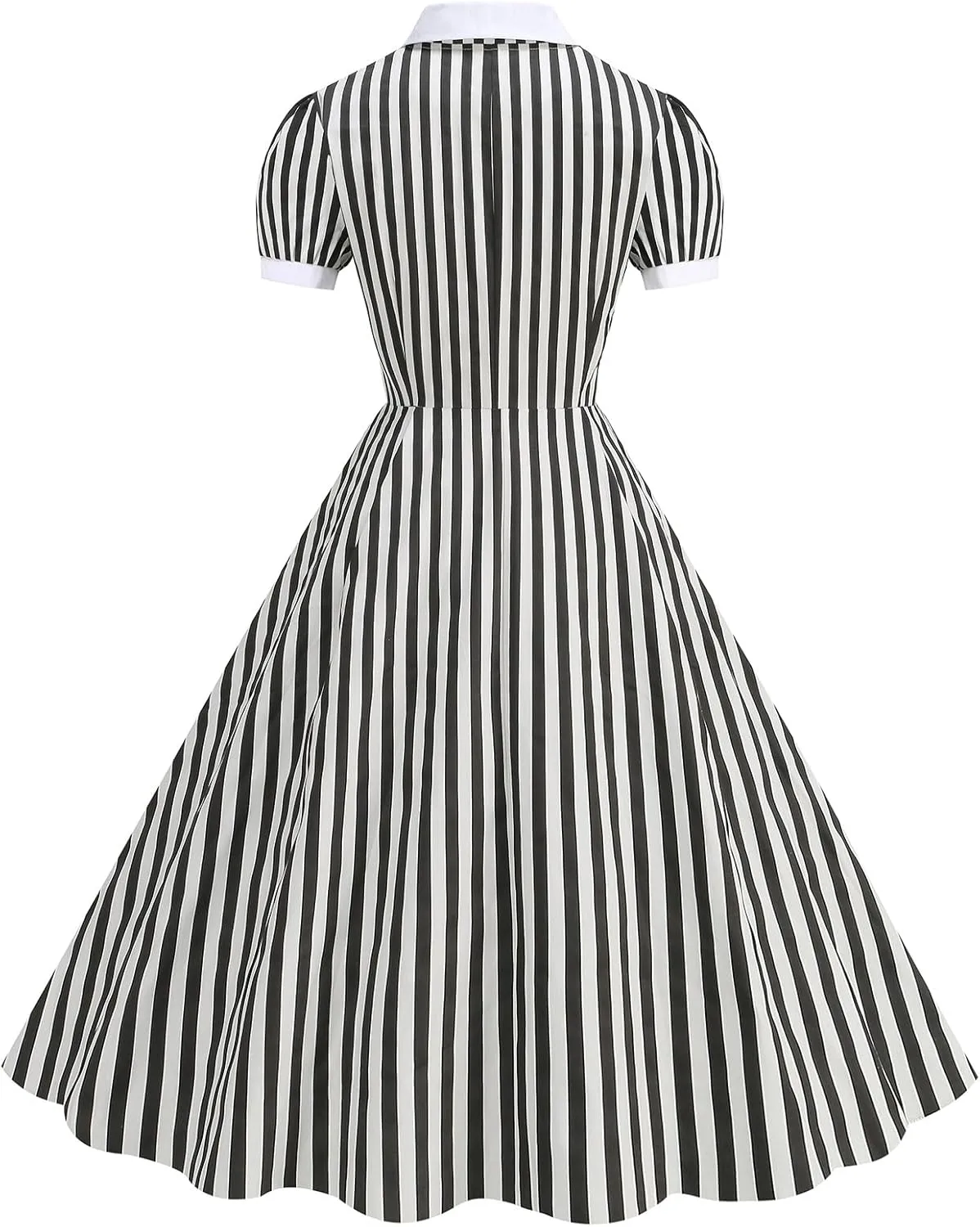ODIZLI 1950s Dresses for Women 50s Dress Retro Dress Short Puff Sleeve V Neck Swing Dress Cocktail Dress