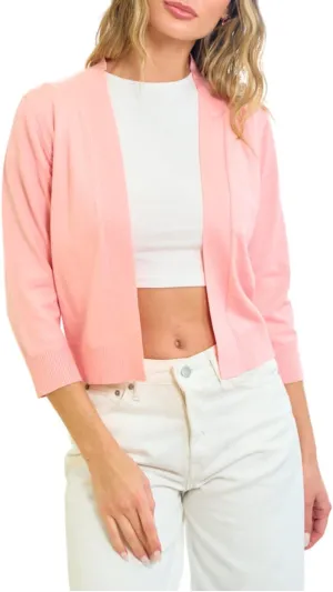 ORANGE SUNSET Women's Classic 3/4 Sleeve Open Front Cropped Bolero Shrug Cardigan Sweater for Dress Plus Size XS-3X