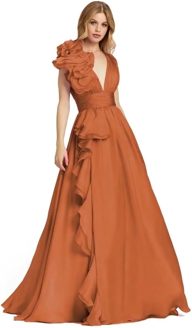 Pleated Ruffle Party Gowns for Women Prom Dresses Flowy 2024 Long Wedding Evening Party Dress HD257