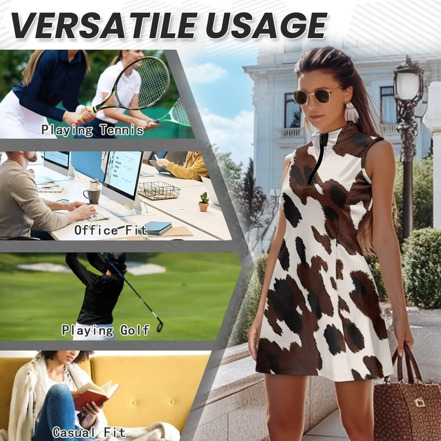 POLERO Golf Dresses for Women with Shorts Casual Dress Sleeveelss Tennis Dresses Mini Athletic Dresses