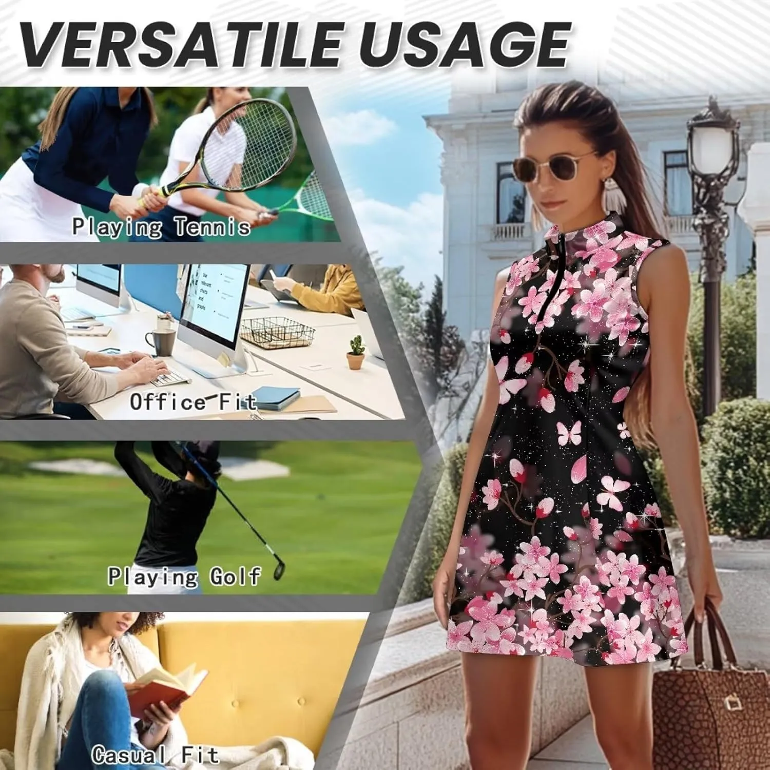 POLERO Golf Dresses for Women with Shorts Casual Dress Sleeveelss Tennis Dresses Mini Athletic Dresses