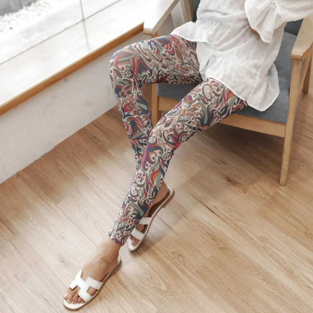 Premium Patterned Footless Tights for Women with Designs Sheer Fashion Leggings Colorful Pantyhose