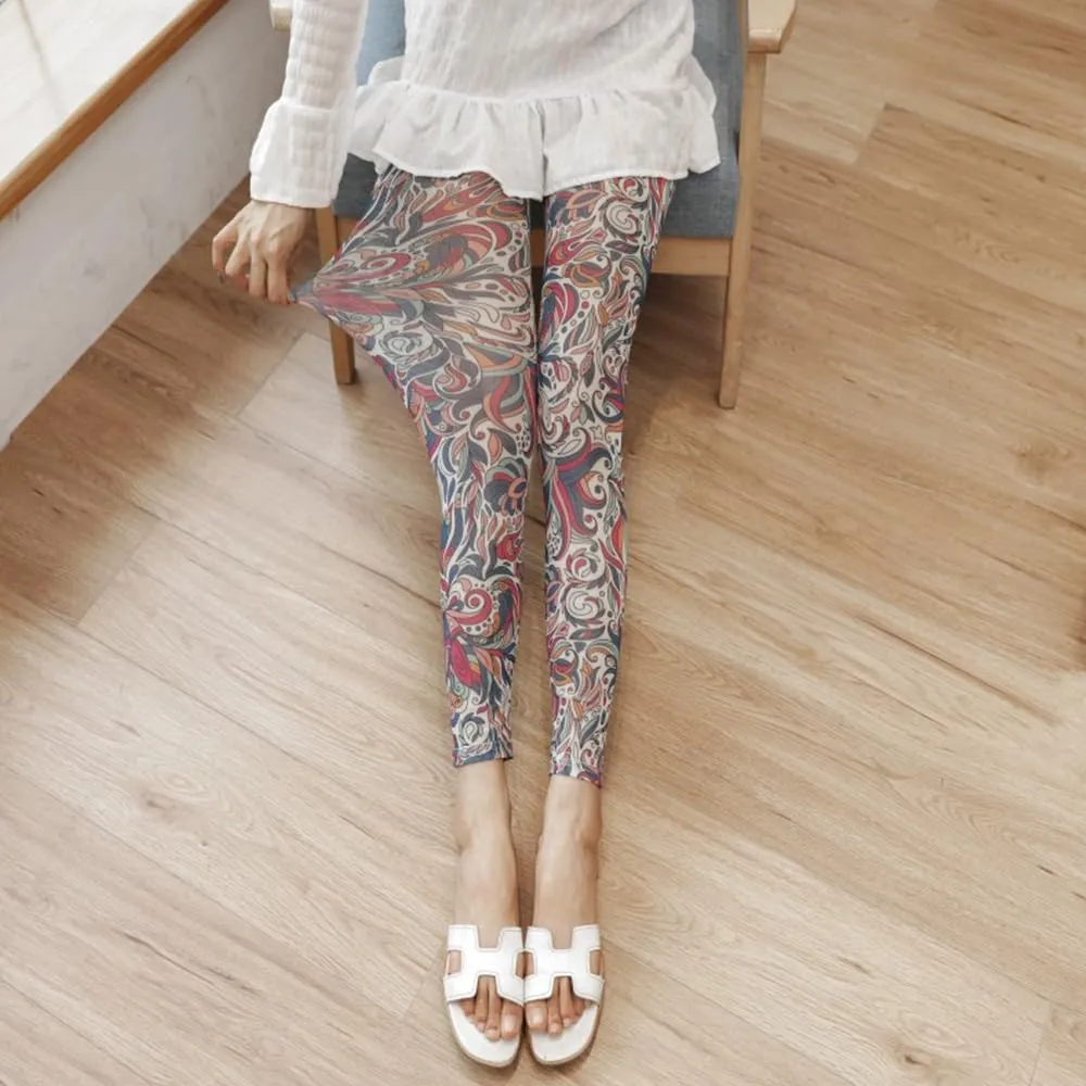 Premium Patterned Footless Tights for Women with Designs Sheer Fashion Leggings Colorful Pantyhose
