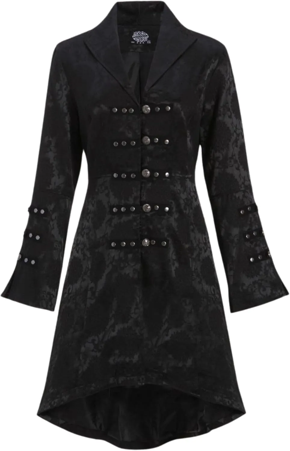 Pretty Attitude Womens Black Brocade Gothic Steampunk Floral Jacket Pirate Coat