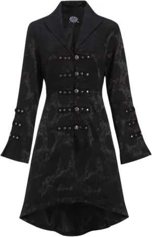 Pretty Attitude Womens Black Brocade Gothic Steampunk Floral Jacket Pirate Coat