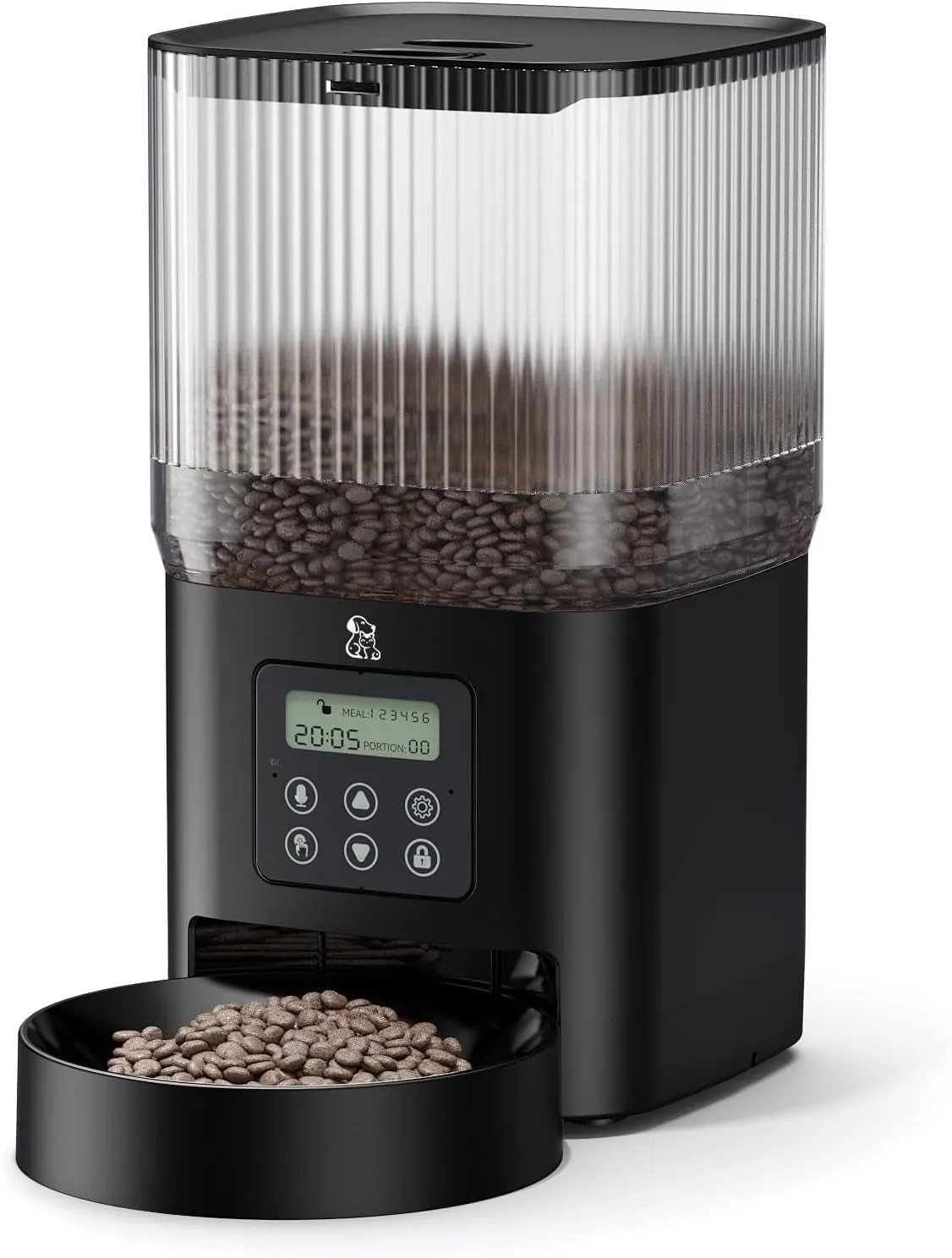 Programmable Automatic Pet Feeder for Cats and Dogs, 5L Capacity, 1-6 Meals per Day, Voice Recording Feature & Dual Power Supply
