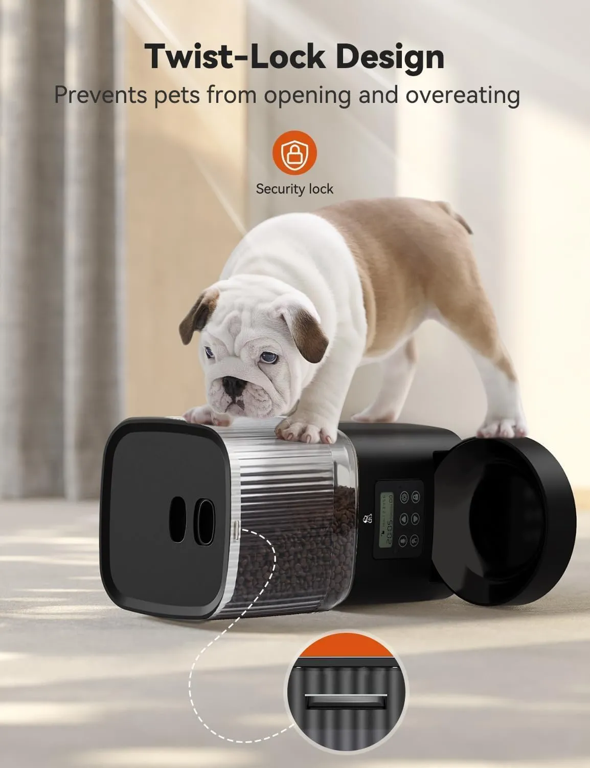 Programmable Automatic Pet Feeder for Cats and Dogs, 5L Capacity, 1-6 Meals per Day, Voice Recording Feature & Dual Power Supply