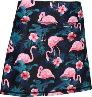 ReadyGOLF Midnight Flamingos Ladies Active Skort
