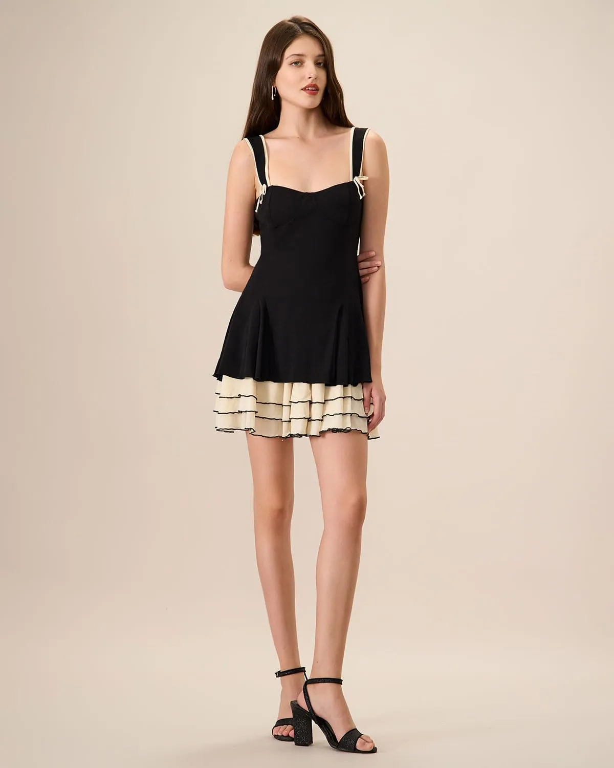 RIHOAS Women's Black Bodycon Short Dresses Knitted Party A-Line Mini Dress