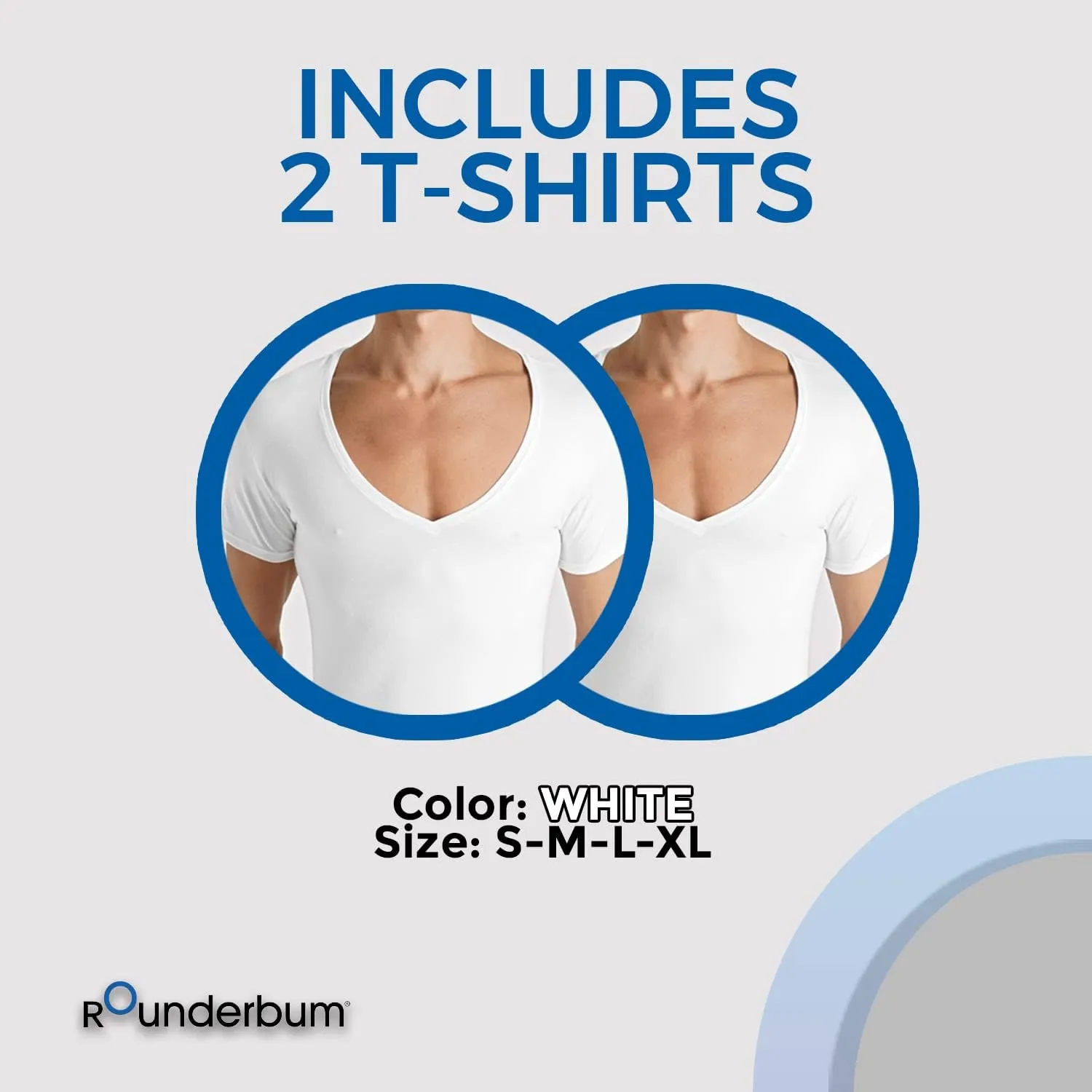Rounderbum Men Underwear 4 Ways Stretch Lycra Deep V Neck Modern Tank Top Body Shaper | 2 Pack