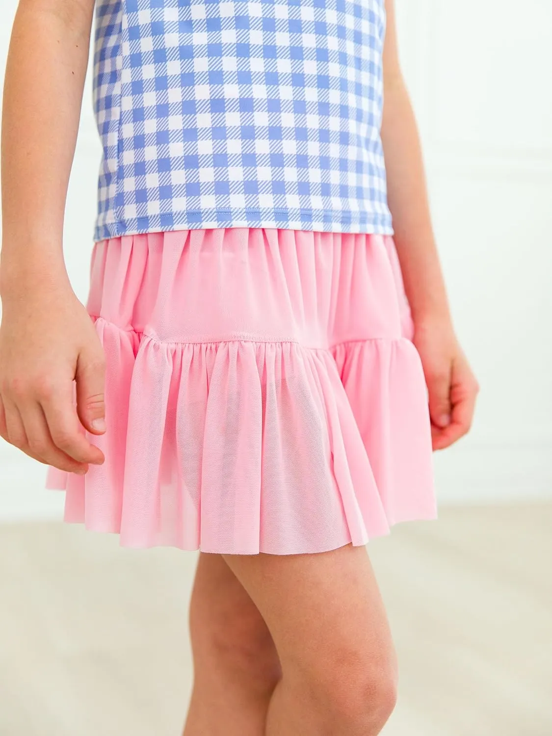 RuffleButts Girls Athletic Active Tulle Skort