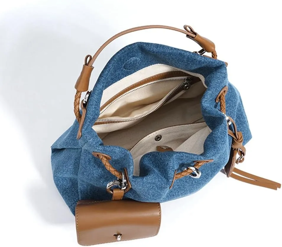 Slouchy Denim Purse for Women Retro Crossbody Bucket Bag Underarm Hobo Handbag Satchel Shoulder Bag Tote Purse Carryall 2025