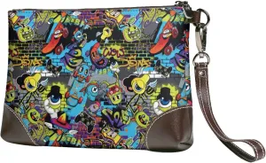 Small Clutch Purses for Women - Modern Graffiti Q Version Eyes Leather Wristlet Wallets for Women with Wrist Strap