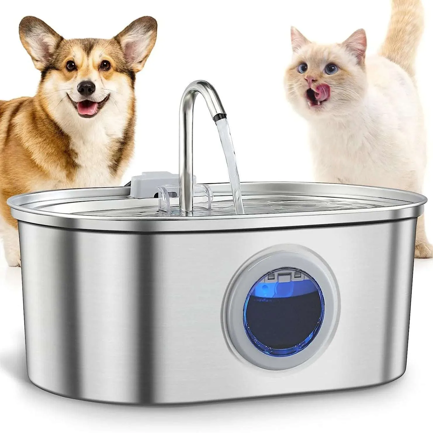 Stainless Steel Cat Water Fountain  Automatic Pet Water Dispenser with Sensor