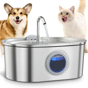 Stainless Steel Cat Water Fountain  Automatic Pet Water Dispenser with Sensor
