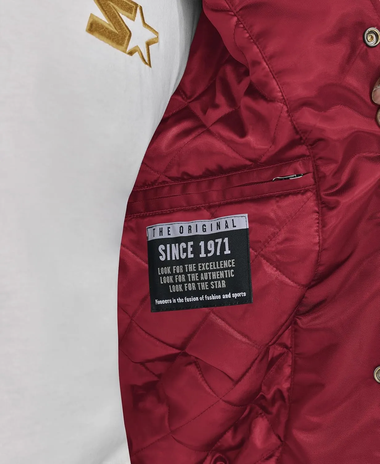 Starter Men's Satin Varsity Midweight with Quilted Lining Long Sleeve Jacket