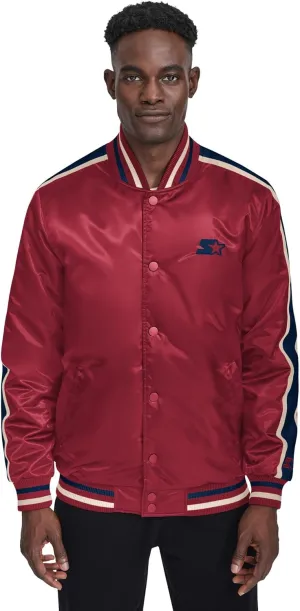 Starter Men's Satin Varsity Midweight with Quilted Lining Long Sleeve Jacket