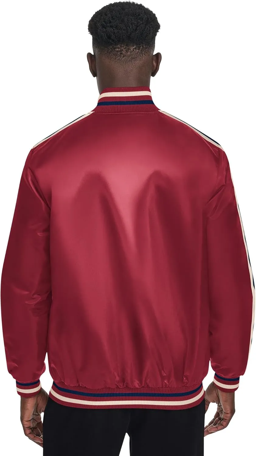 Starter Men's Satin Varsity Midweight with Quilted Lining Long Sleeve Jacket