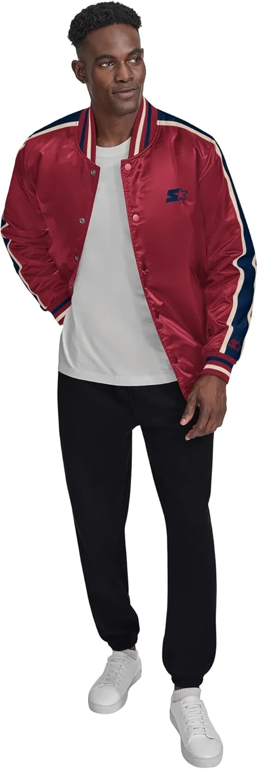 Starter Men's Satin Varsity Midweight with Quilted Lining Long Sleeve Jacket