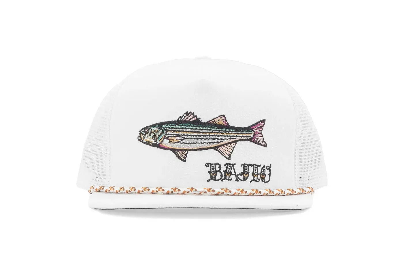 Striper King Flat Brim Trucker Hat - White