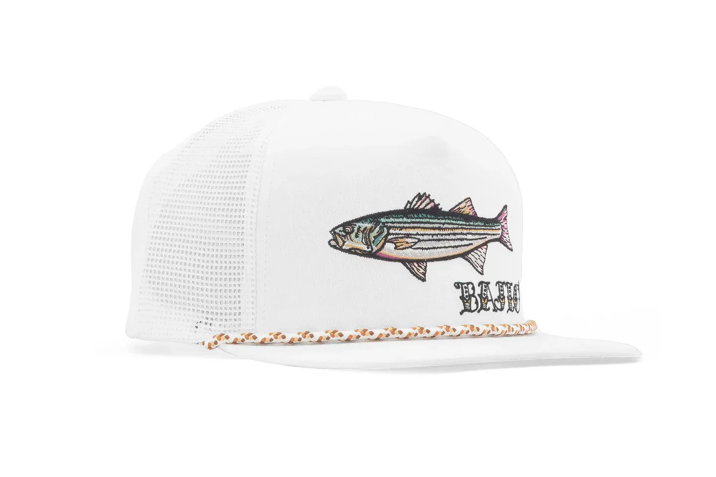 Striper King Flat Brim Trucker Hat - White