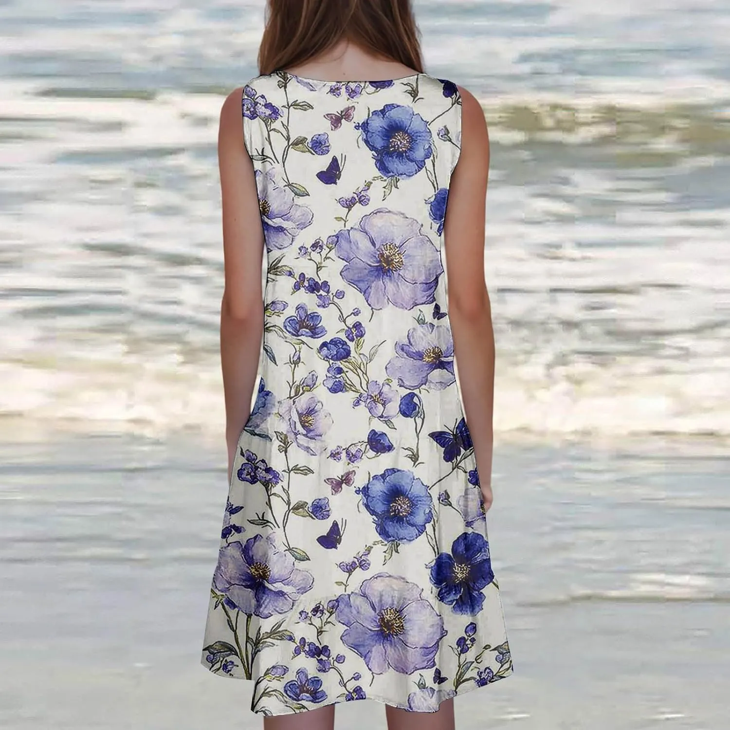 Summer Beach Dresses for Women Trendy Boho Floral Tank Dress Casual Ruffle Flowy Sundresses Vacation Outfits 2025
