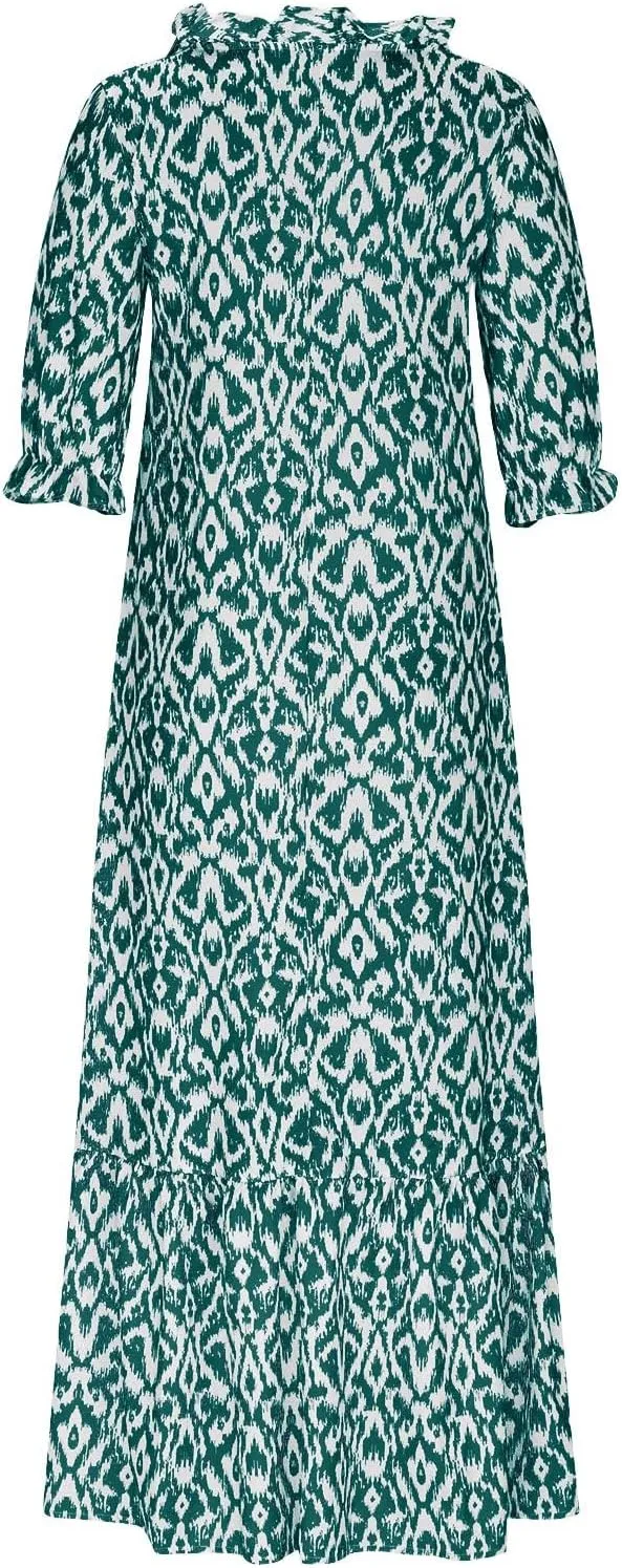 Summer Dresses for Women 2025 Short Sleeve Boho Maxi Dress V Neck Floral Sundress Casual Beach Vacation Outfits Clothes