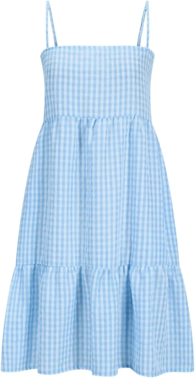 Summer Dresses for Women 2025 Spaghetti Strap Ruffle Tiered Tube Top Mini Dress Sexy Beach Vacation Dress with Pocket