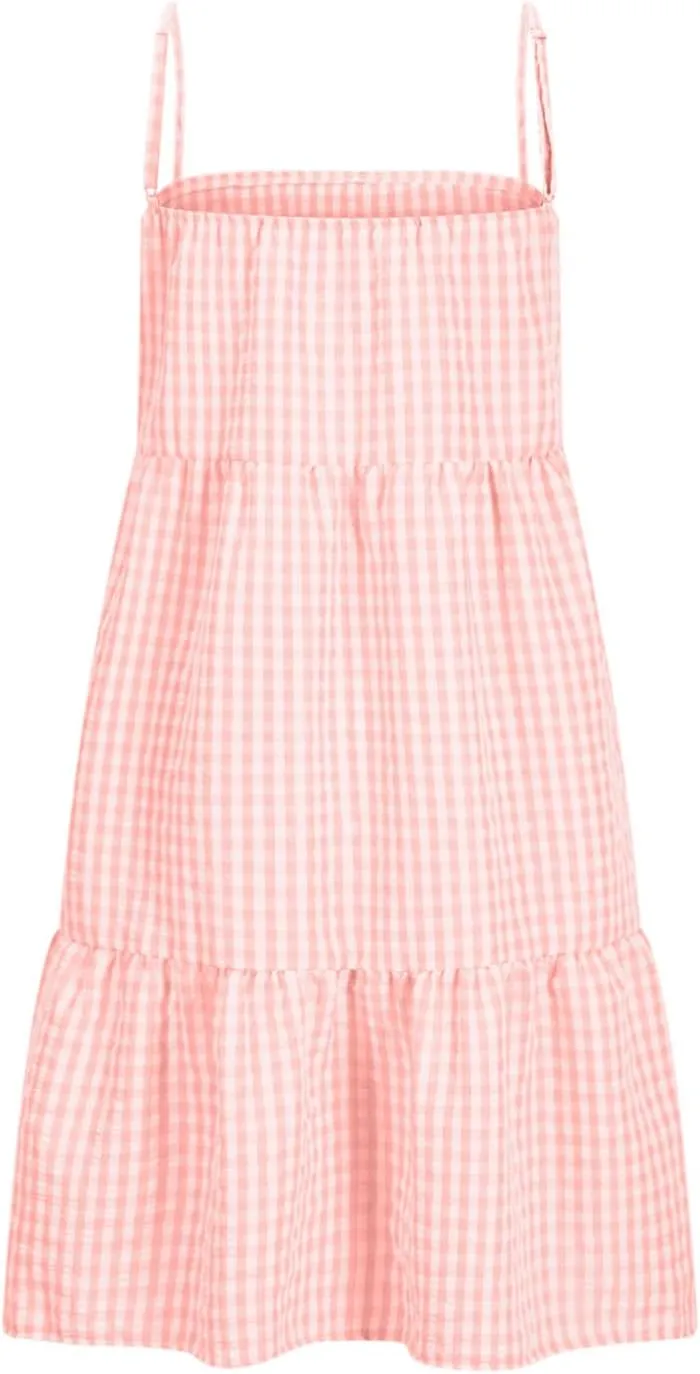 Summer Dresses for Women 2025 Spaghetti Strap Ruffle Tiered Tube Top Mini Dress Sexy Beach Vacation Dress with Pocket