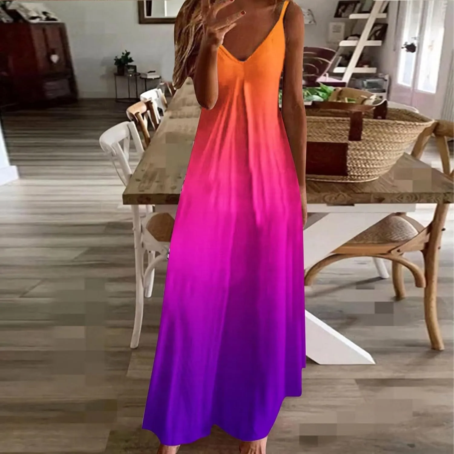 Summer Dresses for Women Vacation Floral Slip Dress Boho Maxi Sleeveless Dress Casual V Neck Beach Sundresses 2025