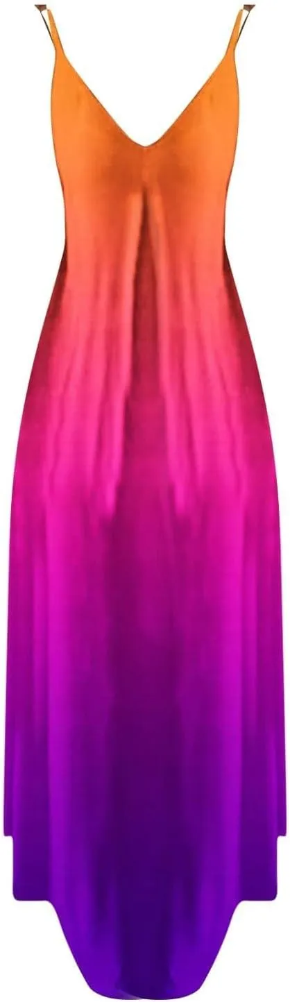 Summer Dresses for Women Vacation Floral Slip Dress Boho Maxi Sleeveless Dress Casual V Neck Beach Sundresses 2025