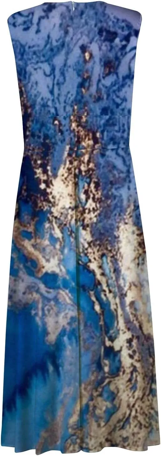 Summer Dresses for Women,Womens Elegant Wrap Deep V Neck Sleeveless Maxi Dress Flowy Beach Vacation Boho Sundresses