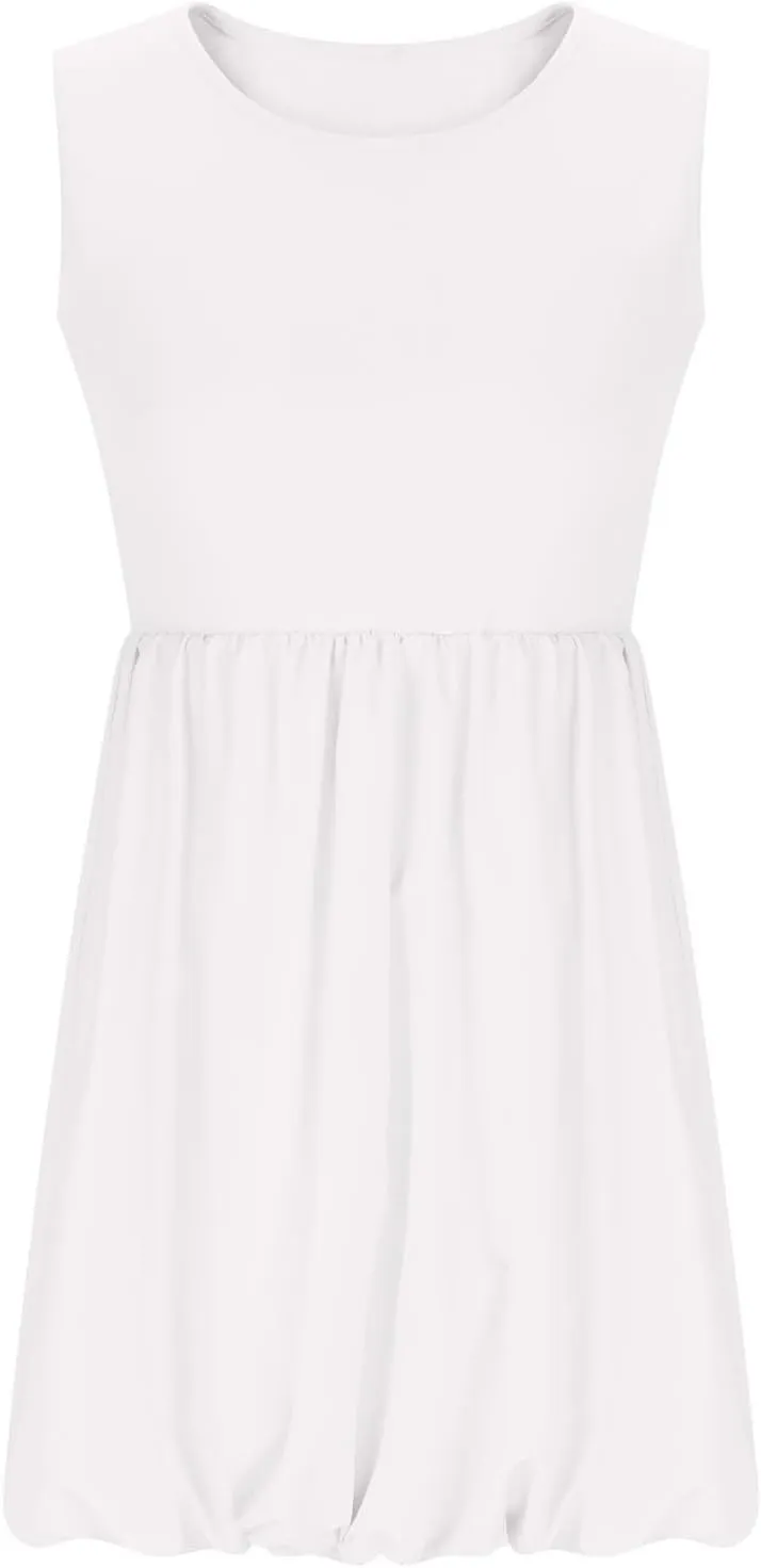 Summer Dresses Women 2025 Casual Sleeveless Tank Mini Short Dress Crew Neck Bubble Sundress Beach Wedding Guest Dress