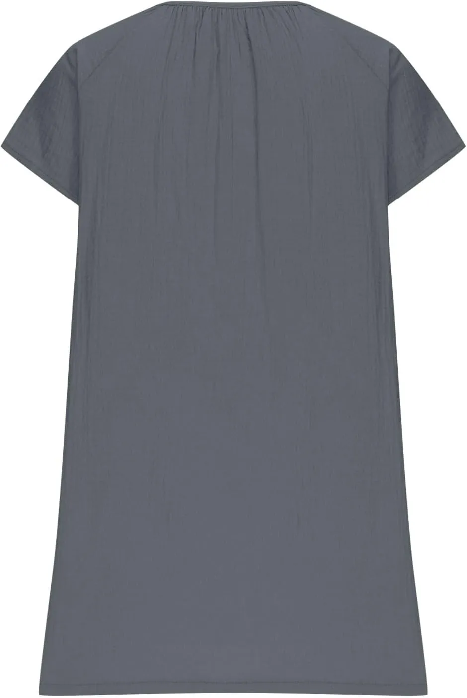 Summer Mini Dress for Women Trendy V Neck Short Sleeve Linen Vintage Sundress Casual Loose Beach Vacation Dresses
