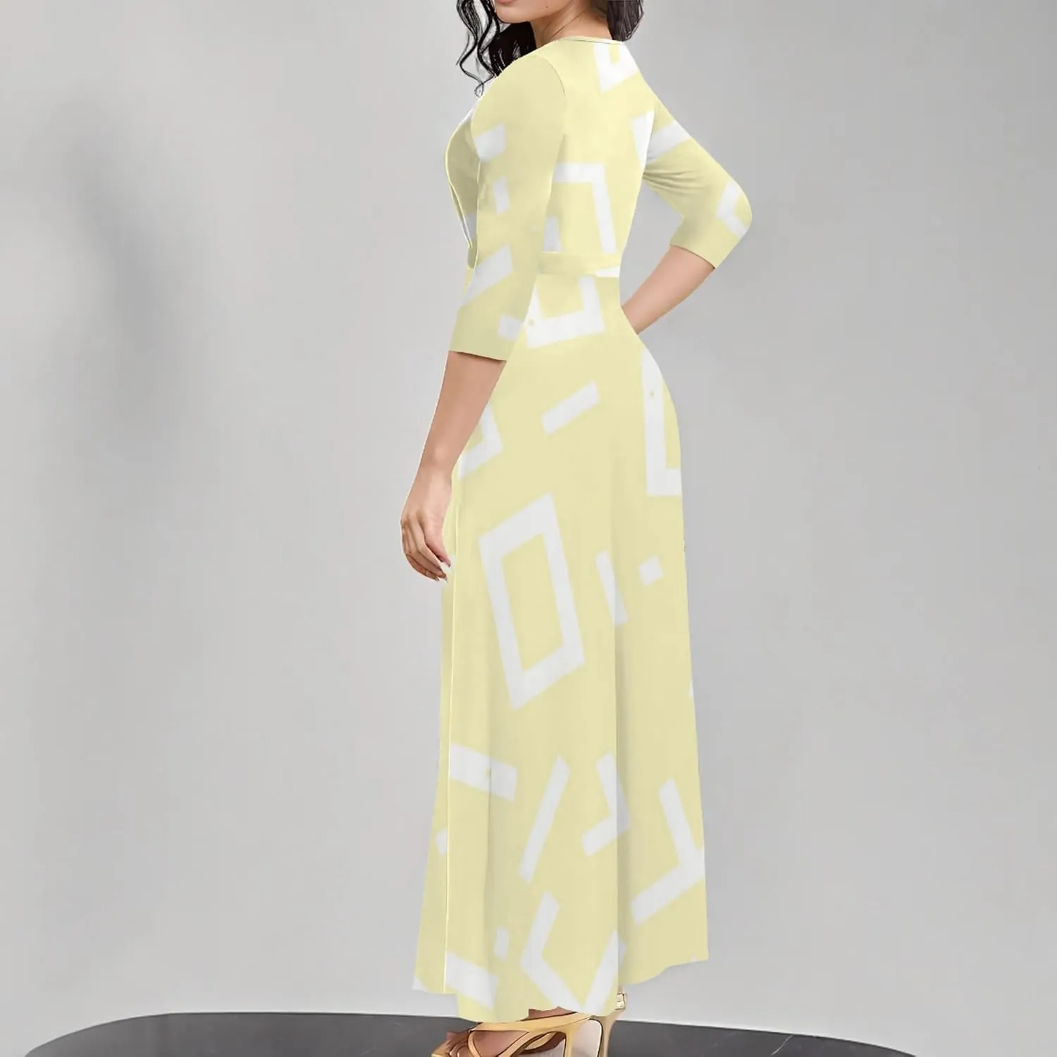 Summer Trendy Wrap Dresses for Women Sexy Bodycon 3/4 Sleeves Flowy A-Line Boho Beach Tie Dye Plus Size Maxi Dress with Belt