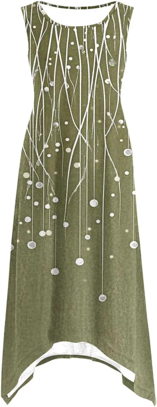 Summer Wedding Guest Dresses for Women Sleevless Floral Loose Dress Ruffle Hem V Neck Dress Holiday Vacation Outfits