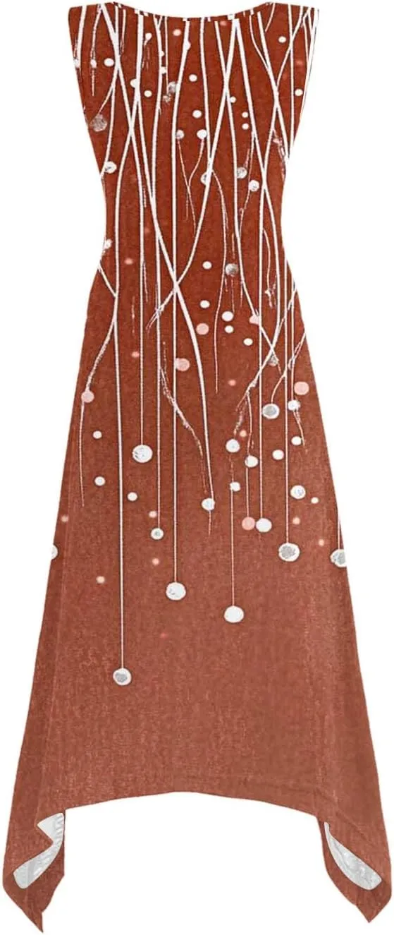 Summer Wedding Guest Dresses for Women Sleevless Floral Loose Dress Ruffle Hem V Neck Dress Holiday Vacation Outfits