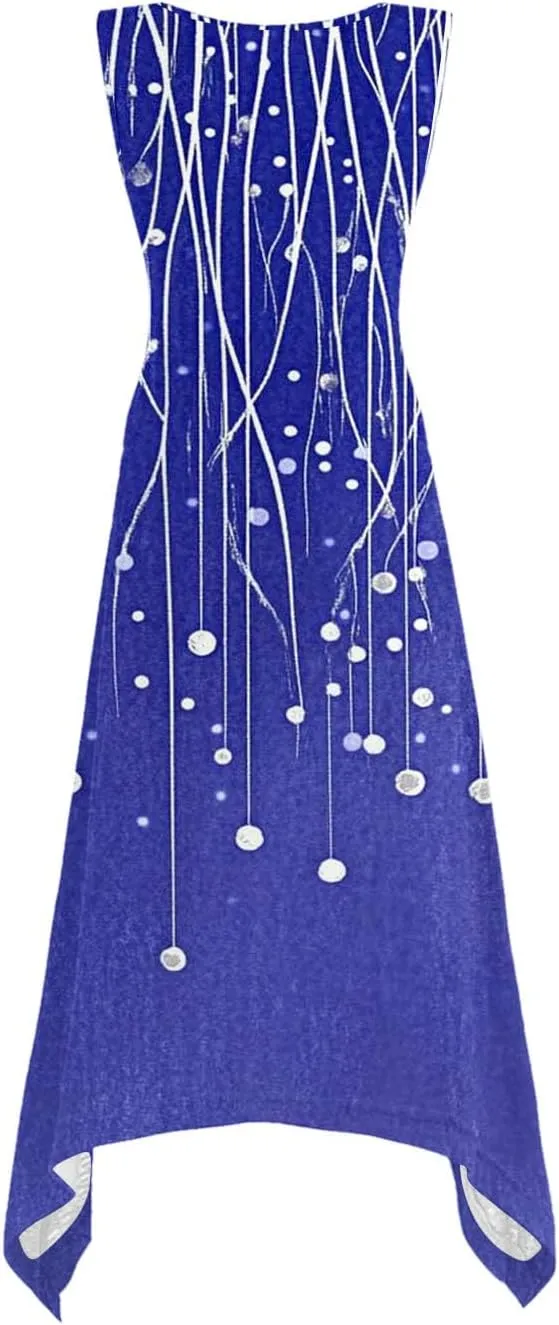Summer Wedding Guest Dresses for Women Sleevless Floral Loose Dress Ruffle Hem V Neck Dress Holiday Vacation Outfits